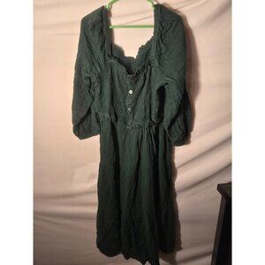 Beach Lunch Lounge Deep Green Romantic Dress Womens Plus XXL 2X Flatters